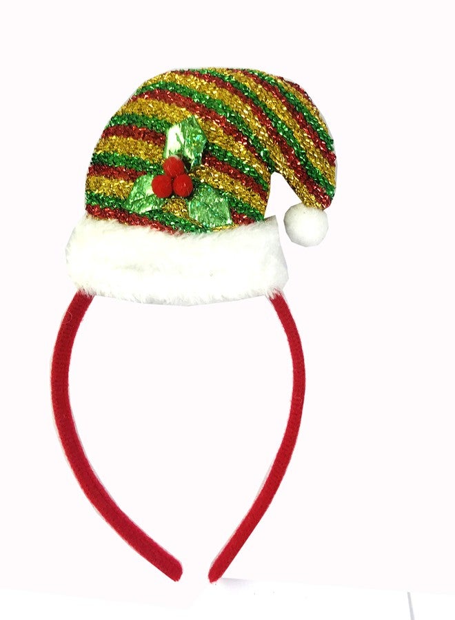 Evisha Fabric Reindeer and Santa Cap Shape Hairbands for Christmas Prop (Red) - Image 2